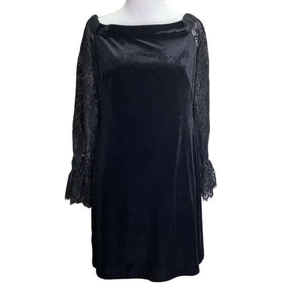 WHBM Off Shoulder Lace Velvet Shift Dress 0 NWT - Picture 1 of 6